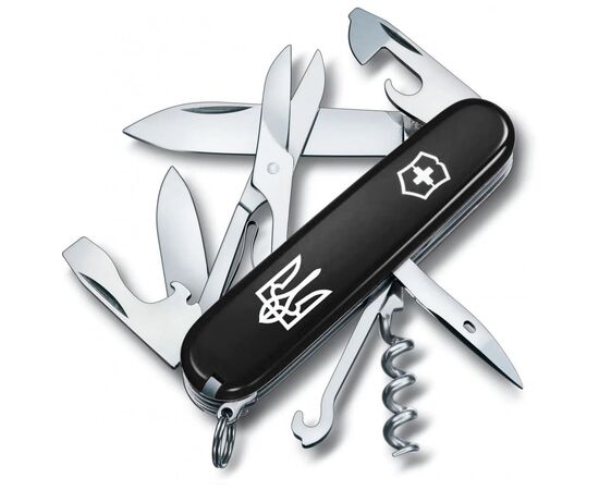 Нож Victorinox Climber Ukraine Black "Тризуб" (1.3703.3_T0010u)