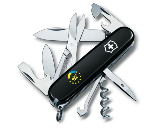 Нож Victorinox Climber Ukraine Black "Україна ЄС" (1.3703.3_T1130u)