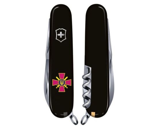 Нож Victorinox Huntsman Army Black "Емблема СВ ЗСУ" (1.3713.3_W0020u), изображение 3 Нож Victorinox Huntsman Army Black "Емблема СВ ЗСУ" (1.3713.3_W0020u), изображение 3