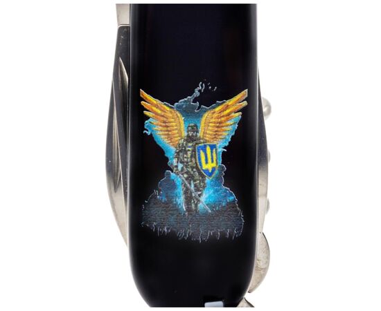 Нож Victorinox Huntsman Ukraine Black "Янгол ЗСУ" (1.3713.3_T1061u), изображение 4 Нож Victorinox Huntsman Ukraine Black "Янгол ЗСУ" (1.3713.3_T1061u), изображение 4