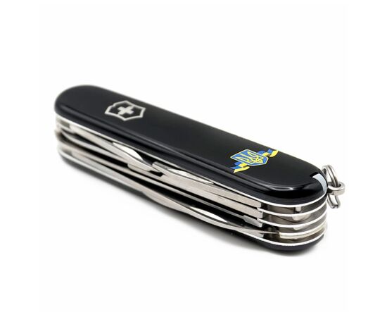 Ніж Victorinox Huntsman Ukraine Black "Герб України Зі Стрічкою" (1.3713.3_T1010u), зображення 5