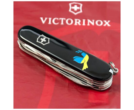Нож Victorinox Huntsman Ukraine Black "Голуб Миру Жовто-Блакитний" (1.3713.3_T1036u), изображение 2 Нож Victorinox Huntsman Ukraine Black "Голуб Миру Жовто-Блакитний" (1.3713.3_T1036u), изображение 2