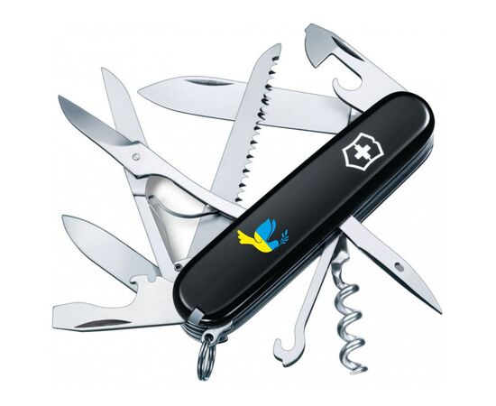 Нож Victorinox Huntsman Ukraine Black "Голуб Миру Жовто-Блакитний" (1.3713.3_T1036u)