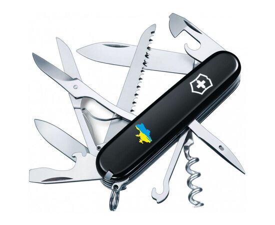 Нож Victorinox Huntsman Ukraine Black "Карта України Жовто-Блакитна" (1.3713.3_T1166u)
