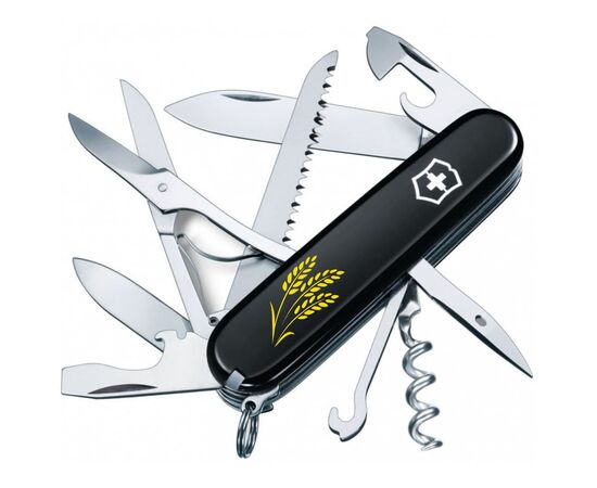 Нож Victorinox Huntsman Ukraine Black "Колосся Пшениці" (1.3713.3_T1338u)
