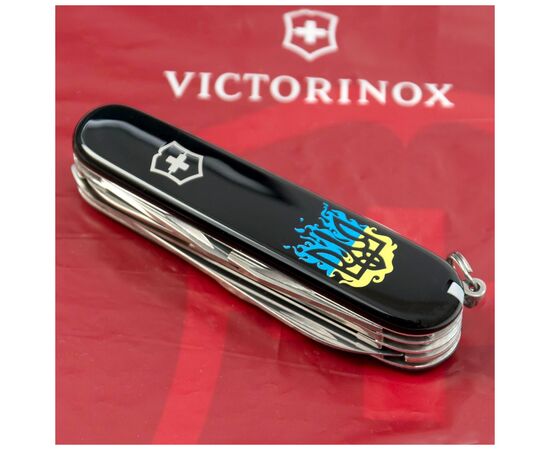 Нож Victorinox Huntsman Ukraine Black "Вогняний Тризуб" (1.3713.3_T0316u), изображение 2 Нож Victorinox Huntsman Ukraine Black "Вогняний Тризуб" (1.3713.3_T0316u), изображение 2