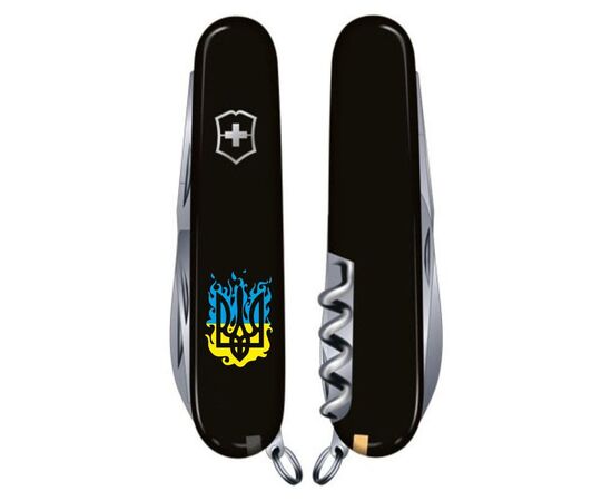 Нож Victorinox Huntsman Ukraine Black "Вогняний Тризуб" (1.3713.3_T0316u), изображение 3 Нож Victorinox Huntsman Ukraine Black "Вогняний Тризуб" (1.3713.3_T0316u), изображение 3