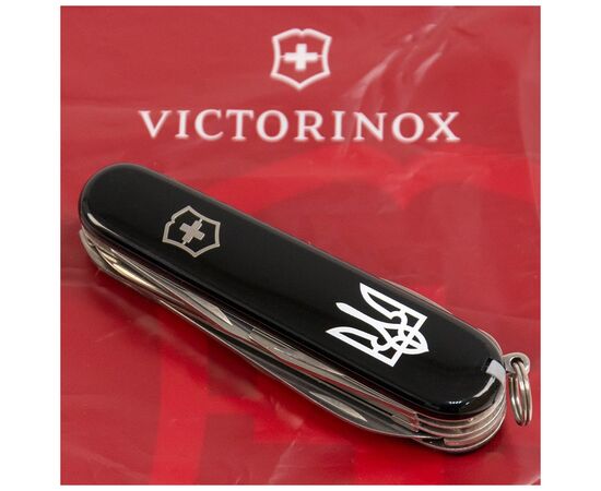 Нож Victorinox Huntsman Ukraine Black "Тризуб" (1.3713.3_T0010u), изображение 3