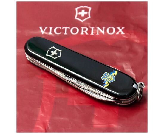 Нож Victorinox Spartan Ukraine Black "Герб України Зі Стрічкою" (1.3603.3_T1010u), изображение 2