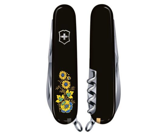 Нож Victorinox Spartan Ukraine Black "Квіти" (1.3603.3_T1050u), изображение 3 Нож Victorinox Spartan Ukraine Black "Квіти" (1.3603.3_T1050u), изображение 3