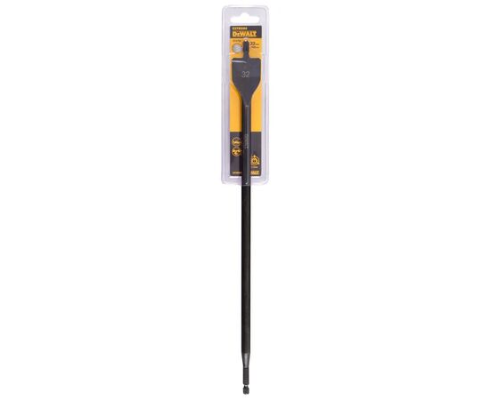 Сверло DeWALT по дереву перовое EXTREME IMPACT 1/4 дюйма, D=32 мм, L= 406 мм, 1 шт. (DT4792), изображение 2 Сверло DeWALT по дереву перовое EXTREME IMPACT 1/4 дюйма, D=32 мм, L= 406 мм, 1 шт. (DT4792), изображение 2