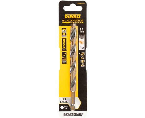 Свердло DeWALT по металу EXTREME IMPACT Black&Gold, HSS-G, 11 х 144,9 х 106,9 мм, 1 шт. (DT20617)
