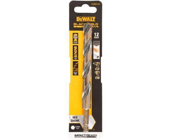 Свердло DeWALT по металу EXTREME IMPACT Black&Gold, HSS-G, 12 х 144,9 х 106,9 мм, 1 шт. (DT20618)