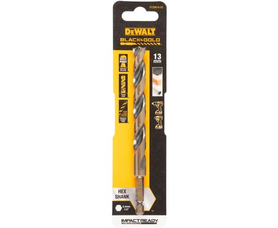 Свердло DeWALT по металу EXTREME IMPACT Black&Gold, HSS-G, 13 х 144,9 х 106,9 мм, 1 шт. (DT20619)