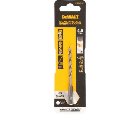 Свердло DeWALT по металу EXTREME IMPACT Black&Gold, HSS-G, 4,5 х 85,5 х 35,6 мм, 1 шт. (DT20605)
