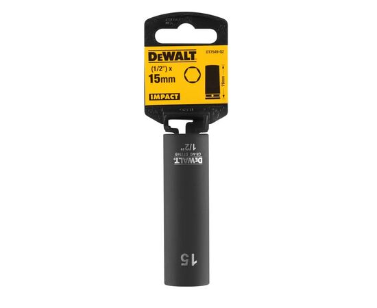 Головка торцевая DeWALT IMPACT ударная длинная, 1/2 х 15 мм (DT7549), изображение 2 Головка торцевая DeWALT IMPACT ударная длинная, 1/2 х 15 мм (DT7549), изображение 2