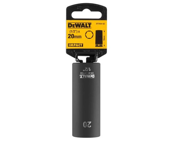 Головка торцевая DeWALT IMPACT ударная длинная, 1/2 х 20 мм (DT7554), изображение 2 Головка торцевая DeWALT IMPACT ударная длинная, 1/2 х 20 мм (DT7554), изображение 2