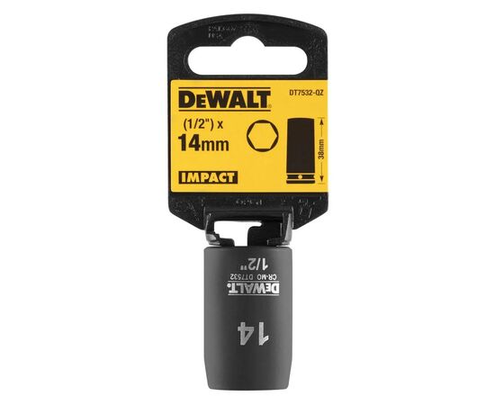 Головка торцева DeWALT IMPACT ударна коротка, 1/2 х 14 мм (DT7532), зображення 2 Головка торцева DeWALT IMPACT ударна коротка, 1/2 х 14 мм (DT7532), зображення 2