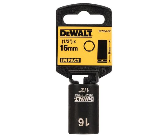 Головка торцевая DeWALT IMPACT ударная короткая, 1/2 х 16 мм (DT7534), изображение 2 Головка торцевая DeWALT IMPACT ударная короткая, 1/2 х 16 мм (DT7534), изображение 2