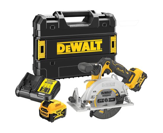 Дисковая пила DeWALT 12В XR Li-lon бесщёточная, диск 140х20 мм, 2x5Ah, кейс TSTAK (DCS512P2), изображение 3 Дисковая пила DeWALT 12В XR Li-lon бесщёточная, диск 140х20 мм, 2x5Ah, кейс TSTAK (DCS512P2), изображение 3