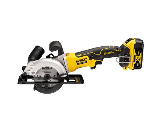 Дисковая пила DeWALT 18В XR Li-Ion, бесщёточная, диск 115х9.5 мм, 2.5 кг, 2x5Ah, кейс TSTAK (DCS571P2), изображение 2 Дисковая пила DeWALT 18В XR Li-Ion, бесщёточная, диск 115х9.5 мм, 2.5 кг, 2x5Ah, кейс TSTAK (DCS571P2), изображение 2
