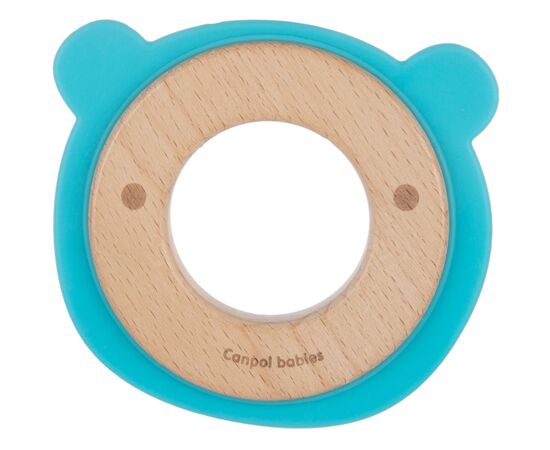 Прорізувач Canpol babies дерев'яно-силіконова Ведмежатко Бірюзова (80/304), зображення 2 Прорізувач Canpol babies дерев'яно-силіконова Ведмежатко Бірюзова (80/304), зображення 2