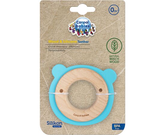 Прорізувач Canpol babies дерев'яно-силіконова Ведмежатко Бірюзова (80/304), зображення 3 Прорізувач Canpol babies дерев'яно-силіконова Ведмежатко Бірюзова (80/304), зображення 3
