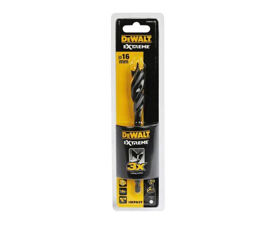 Сверло DeWALT по дереву спиральное, D=16 мм, L=152 мм, WL=100 мм, 1 шт (DT90240)