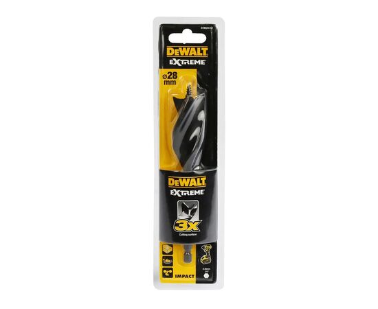 Свердло DeWALT по дереву спіральне, D = 28 мм, L = 152 мм, WL = 100 мм, 1 шт (DT90244)