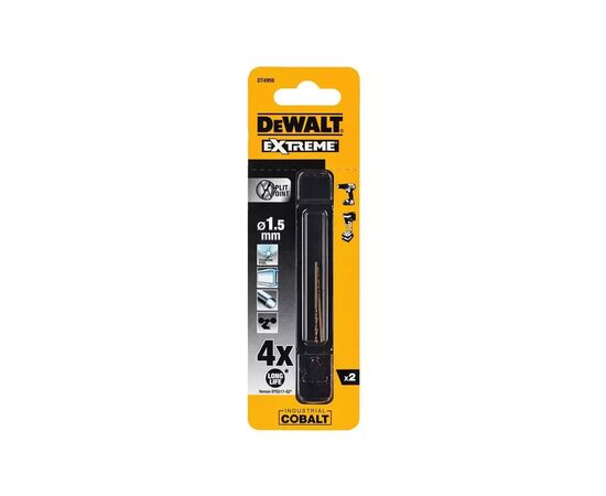 Свердло DeWALT по металу EXTREME INDUSTRIAL COBALT HSS-CO, 1,5 х 34 х 12 мм, 2 шт (DT4959)