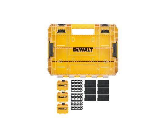 Ящик для инструментов DeWALT для бит системы TSTAK Tough Case L с футляром и кассетами 8шт, розделители 6шт (DT70804), изображение 3 Ящик для инструментов DeWALT для бит системы TSTAK Tough Case L с футляром и кассетами 8шт, розделители 6шт (DT70804), изображение 3