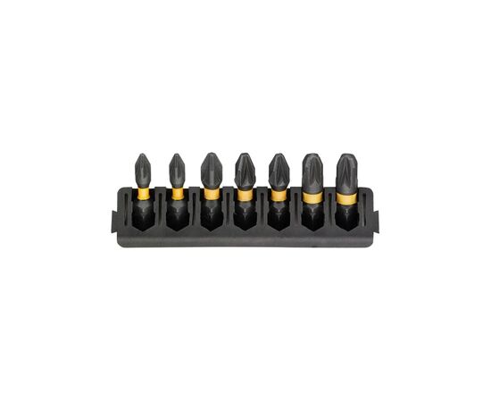 Набор бит DeWALT в касете для Tough Case, FlexTorq, L = 25 мм, Pz1 - 2 шт, Pz2 - 3 шт, Pz3 - 2 шт (DT70812)