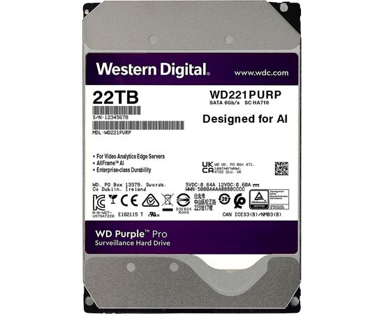 Жорсткий диск 3.5" 22TB WD (WD221PURP)