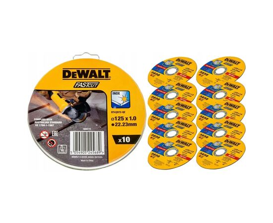 Круг отрезной DeWALT HIGH PERFOR, нержавеющая сталь/листовой металл, 125x1.0x22,23 мм, 10 шт (DT43972), изображение 4 Круг отрезной DeWALT HIGH PERFOR, нержавеющая сталь/листовой металл, 125x1.0x22,23 мм, 10 шт (DT43972), изображение 4