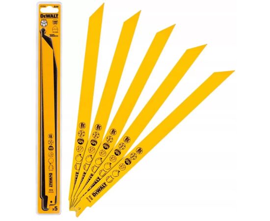 Полотно DeWALT для сабельных пил, биметалическое, 305 мм, 10-14 TPI, 5 шт (DT2355), изображение 3 Полотно DeWALT для сабельных пил, биметалическое, 305 мм, 10-14 TPI, 5 шт (DT2355), изображение 3
