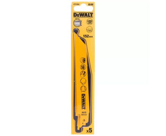 Полотно DeWALT для шабельних пилок, біметалічний, швидкий пропил, 152 мм, 18 TPI, 5 шт (DT2384)