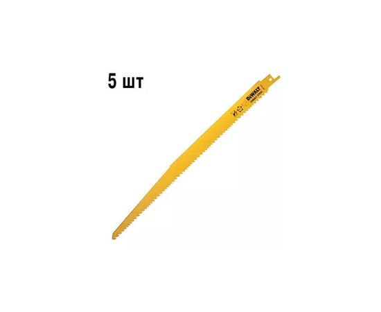 Полотно DeWALT для сабельных пил, по древесине, быстрый пропил, 305 мм, 6 TPI, 5 шт (DT2350), изображение 2 Полотно DeWALT для сабельных пил, по древесине, быстрый пропил, 305 мм, 6 TPI, 5 шт (DT2350), изображение 2