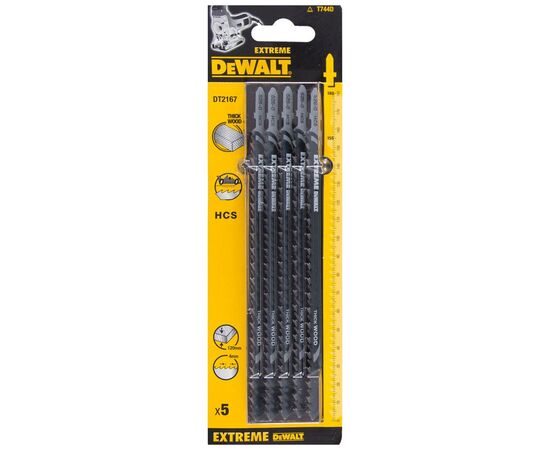 Полотно DeWALT для электролобзика, по древесине, грубый, L=180, WL=155, 4 мм, 5 шт (DT2167)