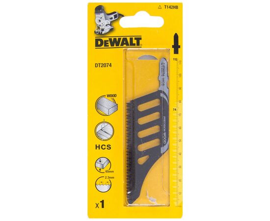 Полотно DeWALT для електролобзика, по деревині, прямий, L=112, WL=74, 2.3 мм, 1 шт (DT2074)