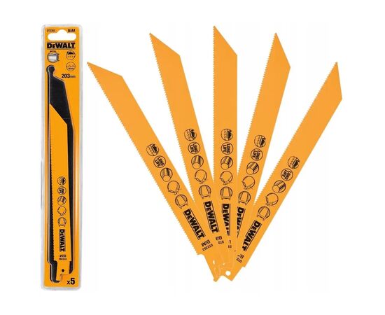 Полотно DeWALT для сабельных пил, по металлу, быстрый пропил, 203 мм, 14 TPI, 5 шт (DT2353), изображение 3 Полотно DeWALT для сабельных пил, по металлу, быстрый пропил, 203 мм, 14 TPI, 5 шт (DT2353), изображение 3