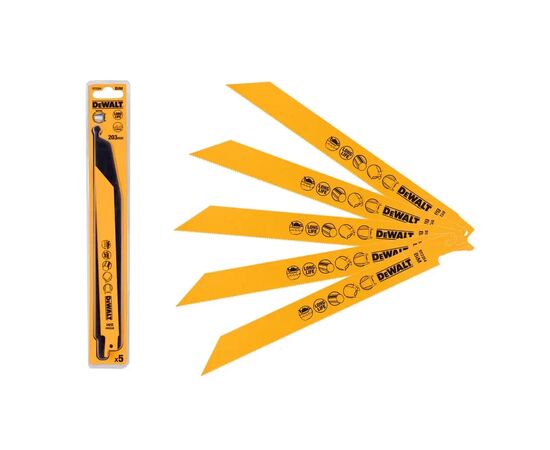 Полотно DeWALT для сабельных пил, по металлу, быстрый пропил, 203 мм, 18 TPI, 5 шт (DT2354), изображение 3 Полотно DeWALT для сабельных пил, по металлу, быстрый пропил, 203 мм, 18 TPI, 5 шт (DT2354), изображение 3