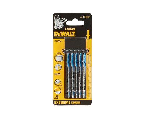 Полотно DeWALT для шабельних пилок, по металу, фігурний, L=82, WL=55, 1.5 мм, 5 шт (DT2054)
