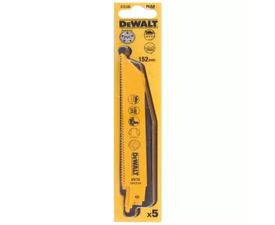 Полотно DeWALT для шабельних пилок, універсальне, 152 мм, 10 TPI, 5 шт (DT2345)