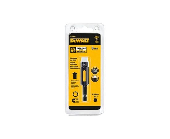 Головка магнитная DeWALT магнитная EXTREME 1/4 х 8 мм, шестигранная с движущимся магнитом внутри (DT7430), изображение 2 Головка магнитная DeWALT магнитная EXTREME 1/4 х 8 мм, шестигранная с движущимся магнитом внутри (DT7430), изображение 2