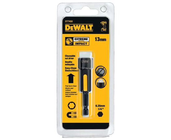 Головка магнитная DeWALT магнитная EXTREME 1/4"х13 мм, шестигранная с движущимся магнитом внутри (DT7450), изображение 2 Головка магнитная DeWALT магнитная EXTREME 1/4"х13 мм, шестигранная с движущимся магнитом внутри (DT7450), изображение 2