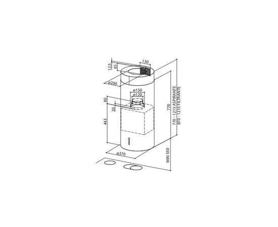 Вытяжка кухонная Faber CYLIND I.EVO PLUS BK MATT A37, изображение 2 Вытяжка кухонная Faber CYLIND I.EVO PLUS BK MATT A37, изображение 2