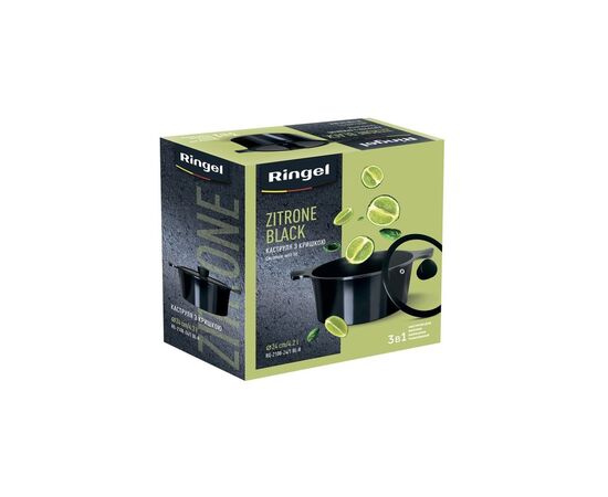 Кастрюля Ringel Zitrone Black 4.2л (RG-2108-24/1 BL-R), изображение 7 Кастрюля Ringel Zitrone Black 4.2л (RG-2108-24/1 BL-R), изображение 7