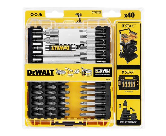 Набор бит DeWALT Phillips,Pozidriv,Torx,Ph3,T10, Ph3, Pz2, 41 шт, кейс (DT70702)