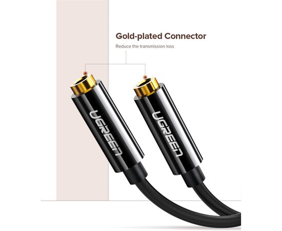 Кабель мультимедийный 3.5mm to TRSx2 M/F 0.25m Ugreen (10739), изображение 2 Кабель мультимедийный 3.5mm to TRSx2 M/F 0.25m Ugreen (10739), изображение 2