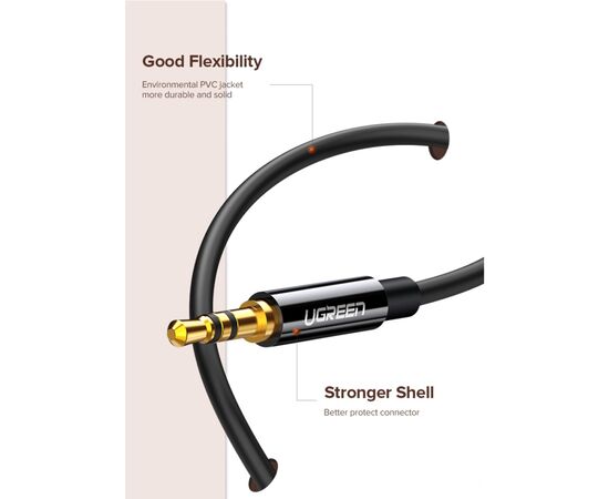 Кабель мультимедийный 3.5mm to TRSx2 M/F 0.25m Ugreen (10739), изображение 3 Кабель мультимедийный 3.5mm to TRSx2 M/F 0.25m Ugreen (10739), изображение 3